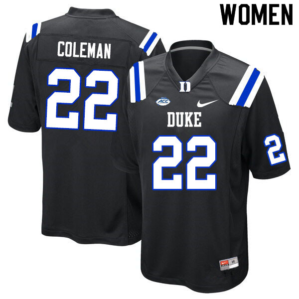 Women #22 Jaylen Coleman Duke Blue Devils College Football Jerseys Sale-Black